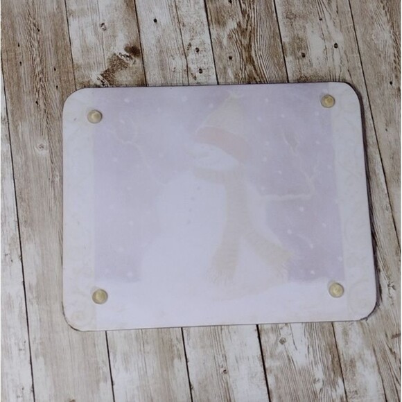 Christmas Holiday Snowman Glass Cutting Cheese Serving Board Trivet 10"x8" - Picture 3 of 5